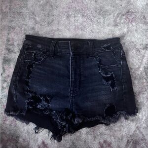 American Eagle Outfitters Black Distressed Jean Shorts